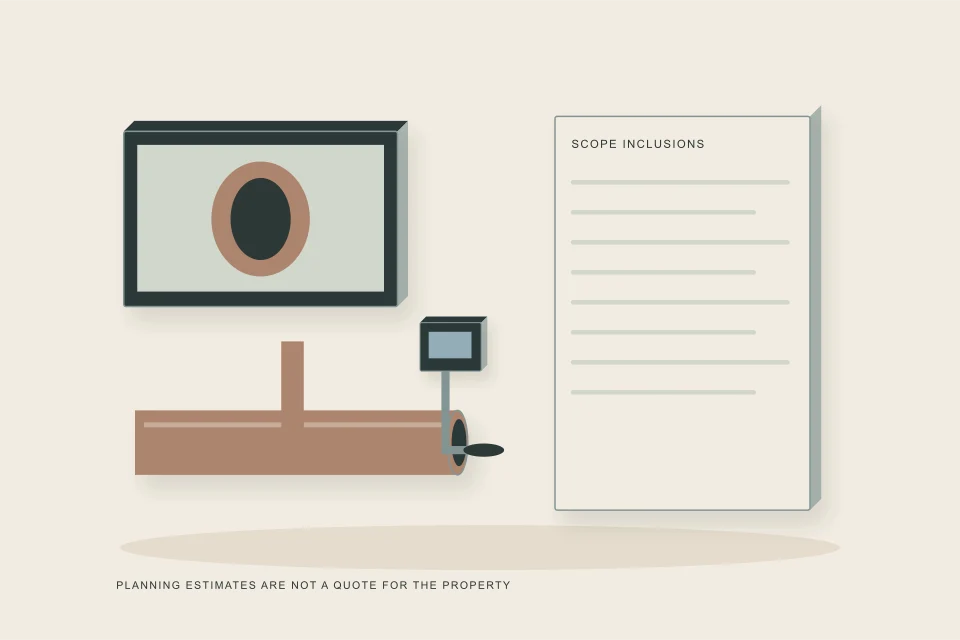 Conceptual illustration of camera access locating and file delivery itemized beside a booking scope