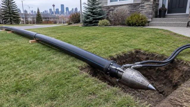 A bursting head and new HDPE pipe at an entry pit
